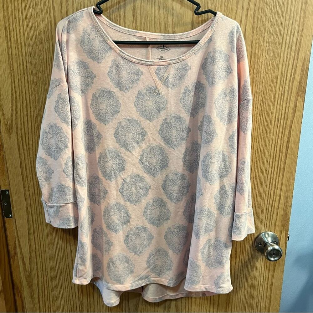 St Johns Bay Active Pullover Sweatshirt W/ Print Plus Size XXL Pale Pink